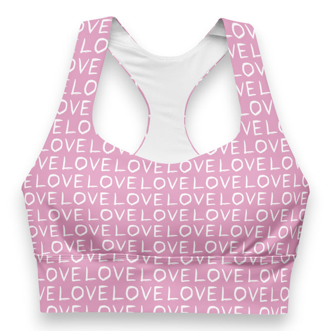 Pink Love Longline Sports Bra