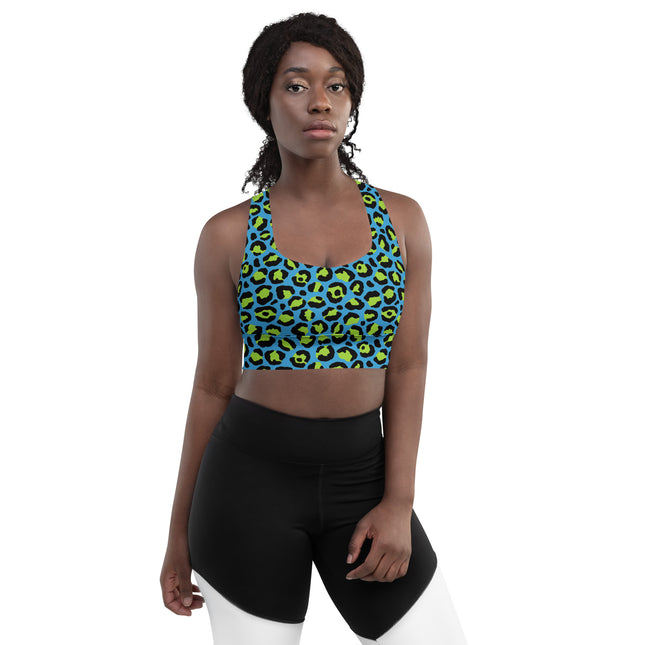 Neon Lagoon Leopard Longline Sports Bra