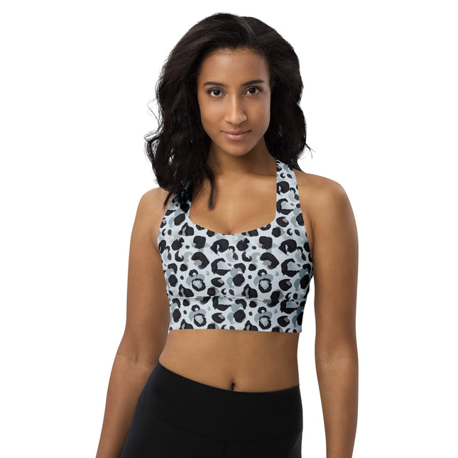 Snow Bloom Leopard Longline Sports Bra