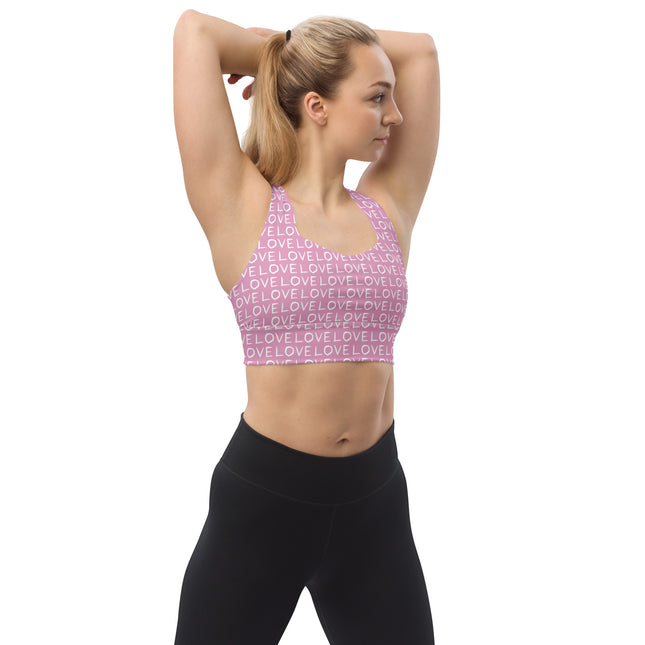 Pink Love Longline Sports Bra