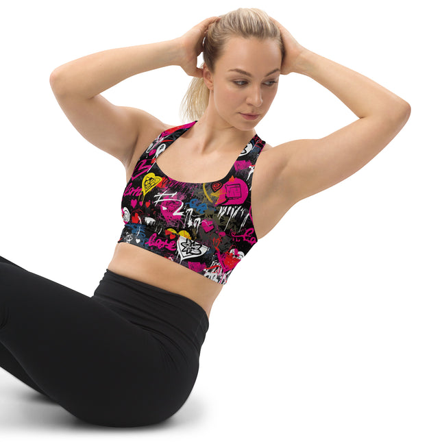 Carbonite Hearts Longline Sports Bra