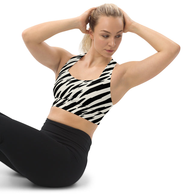 Black Tiger Stripes Longline Sports Bra