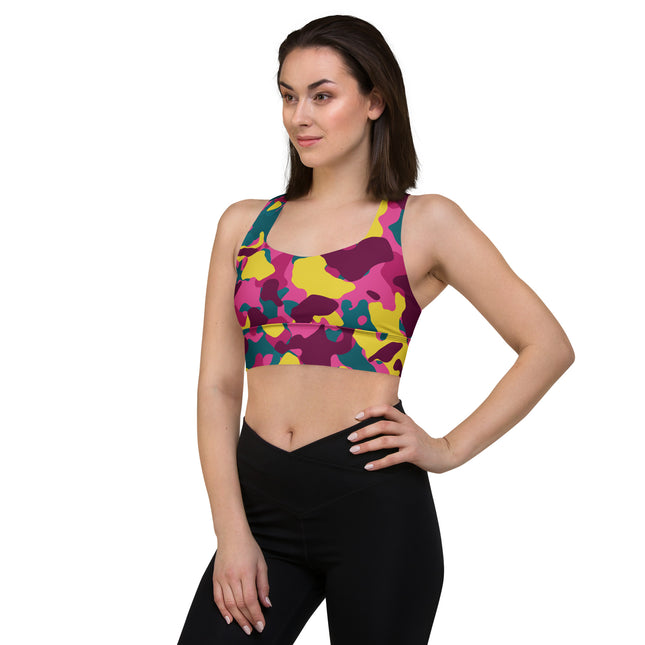 Maroon Mirage Camo Longline Sports Bra