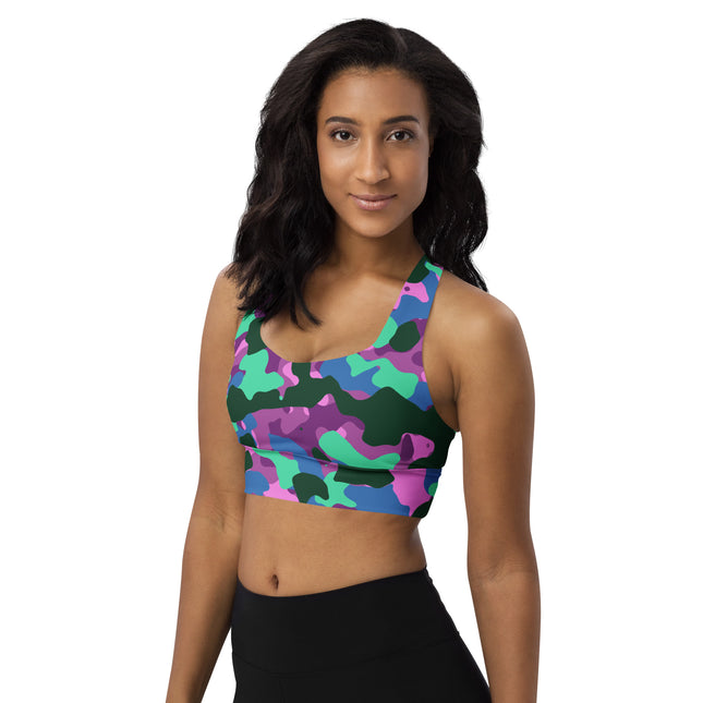 Mystic Mint Camo Longline Sports Bra