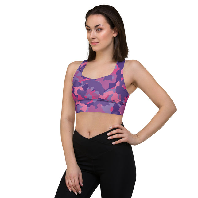 Plum Paradise Camo Longline Sports Bra