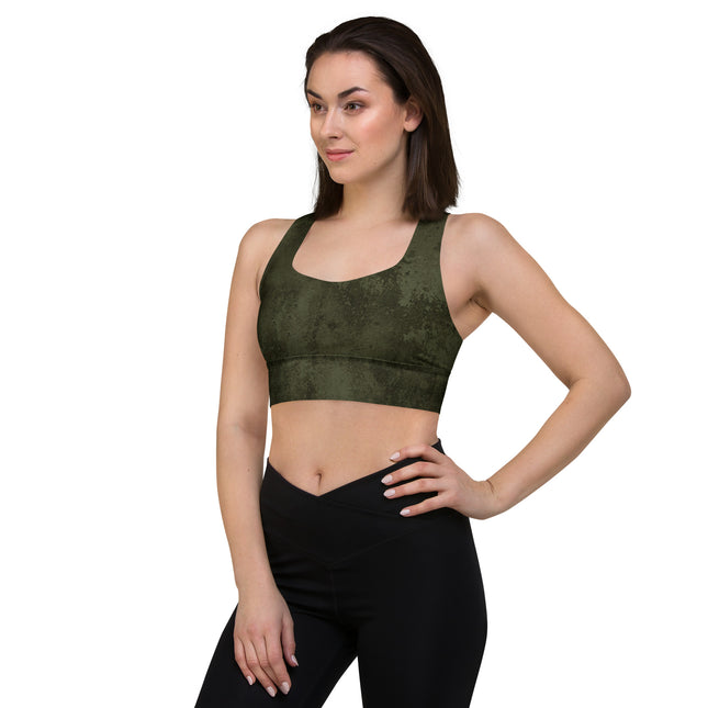 Forest Green Grunge Longline Sports Bra