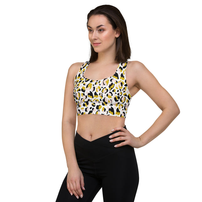 Golden Leopard Longline Sports Bra