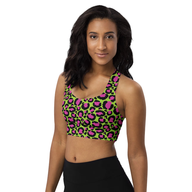 Lime Zest Leopard Longline Sports Bra