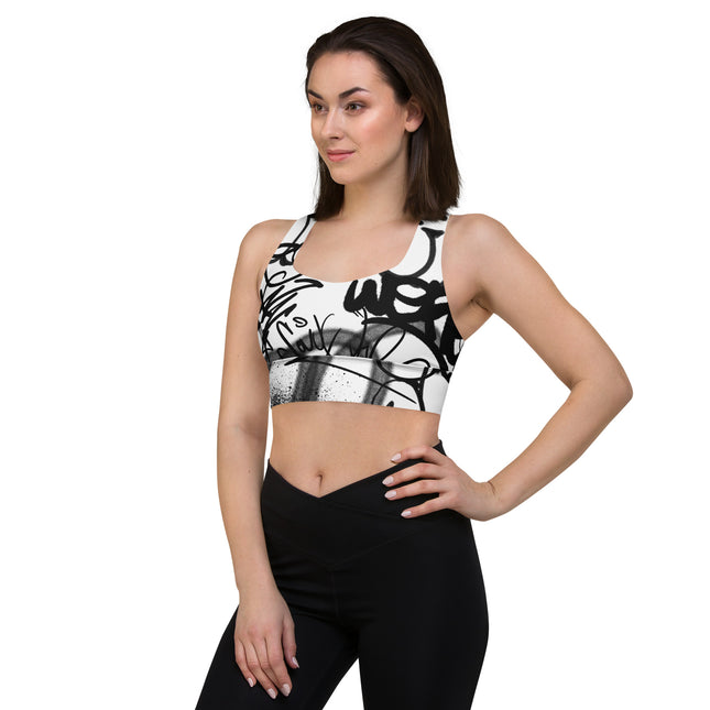 Monochrome Graffiti Longline Sports Bra