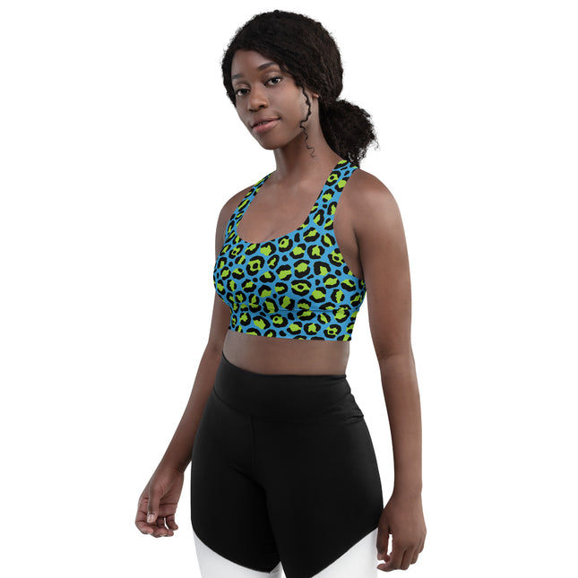 Neon Lagoon Leopard Longline Sports Bra