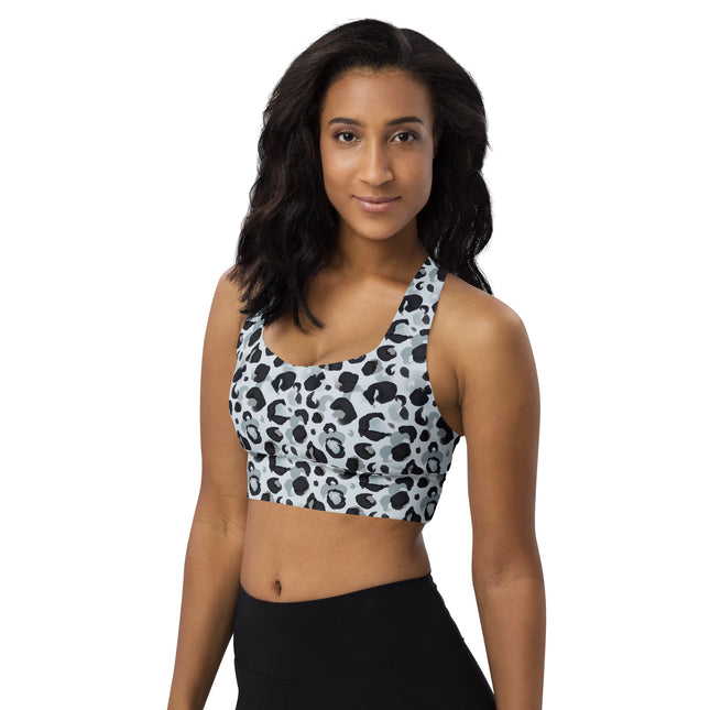 Snow Bloom Leopard Longline Sports Bra