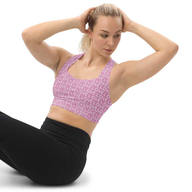 Pink Love Longline Sports Bra