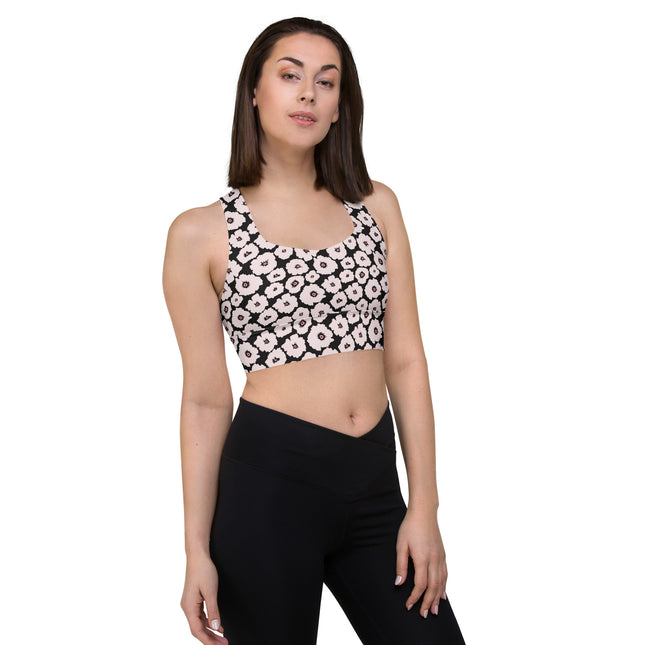 Noir Bloom Longline Sports Bra