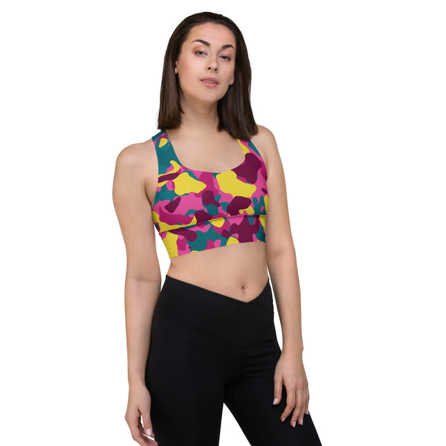 Maroon Mirage Camo Longline Sports Bra