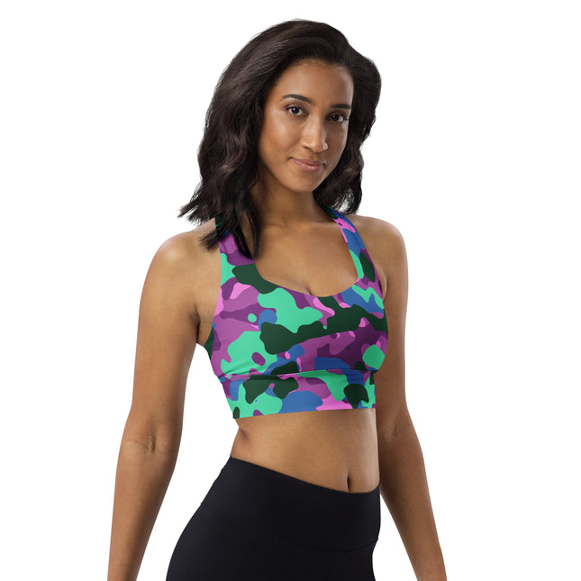 Mystic Mint Camo Longline Sports Bra