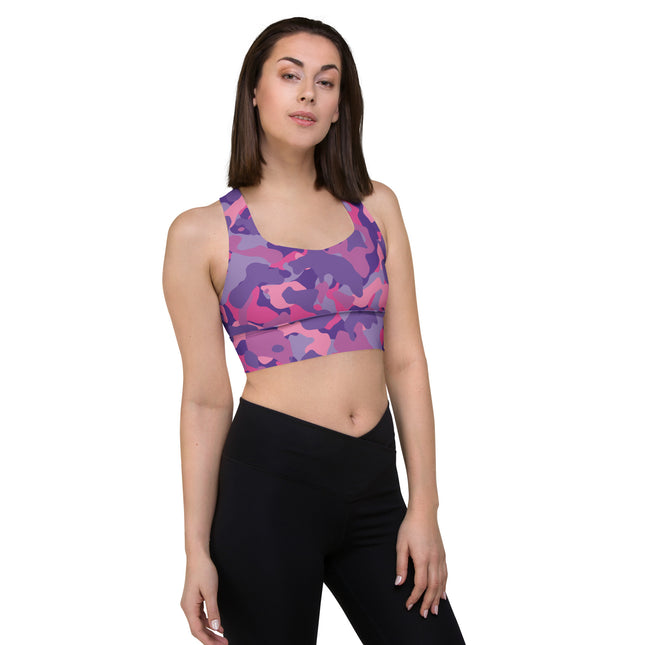 Plum Paradise Camo Longline Sports Bra