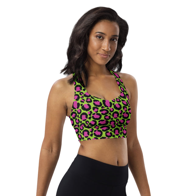 Lime Zest Leopard Longline Sports Bra