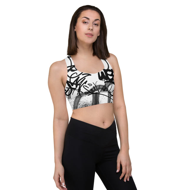 Monochrome Graffiti Longline Sports Bra