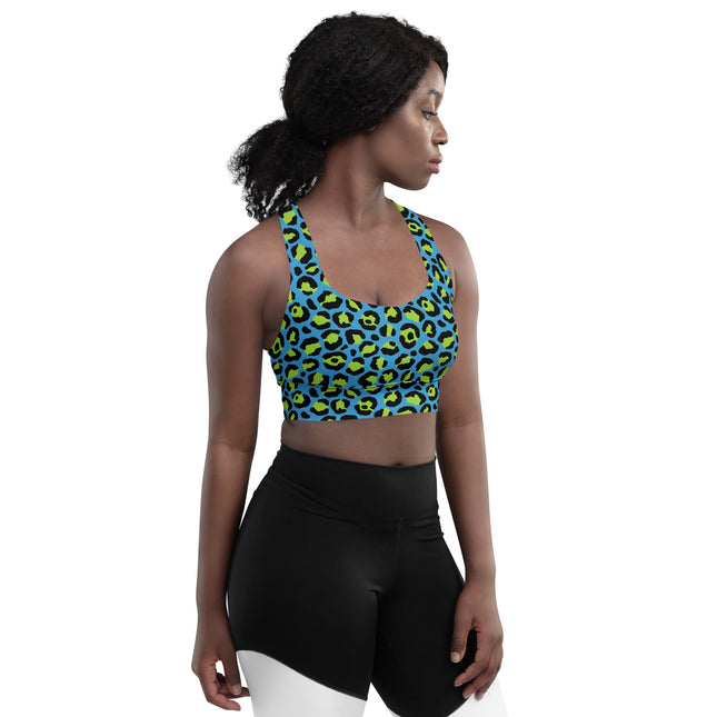 Neon Lagoon Leopard Longline Sports Bra