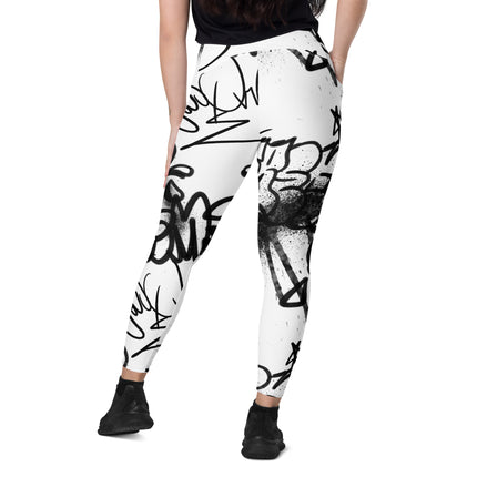 Urban Noir Graffiti High-Waisted Leggings (Pockets)