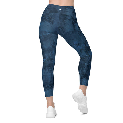 Navy Grunge High-Waisted Leggings (Pockets)