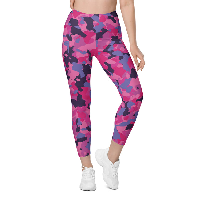 Leggings de cintura alta con estampado de camuflaje en color obsidiana rosa (bolsillos)