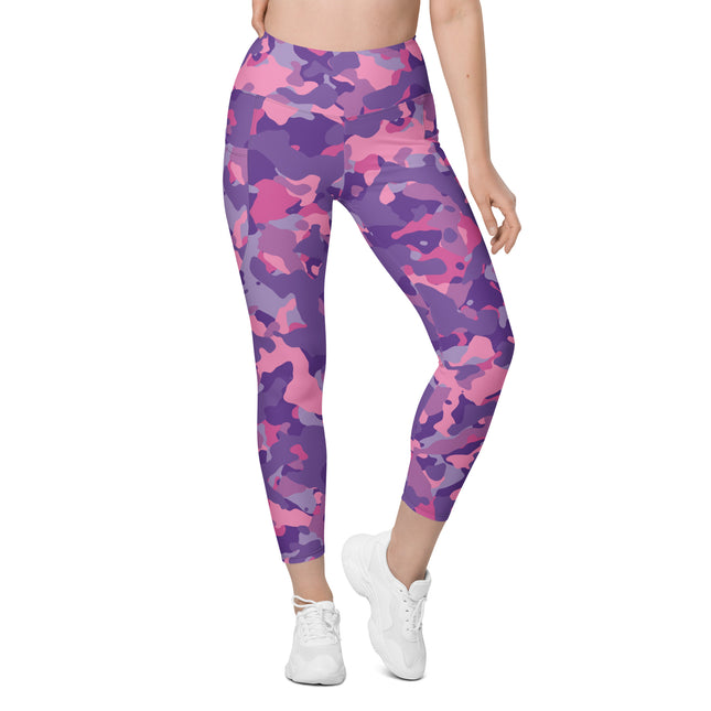 Plum Paradise Camo High-Waisted Leggings (Pockets)