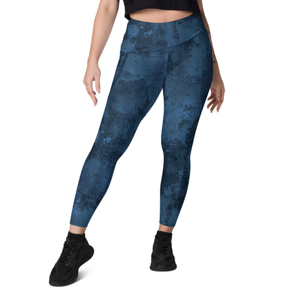 Navy Grunge High-Waisted Leggings (Pockets)