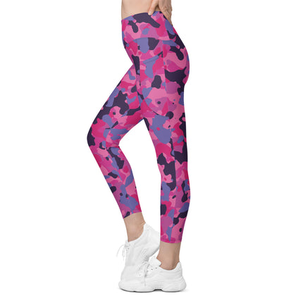 Leggings de cintura alta con estampado de camuflaje en color obsidiana rosa (bolsillos)