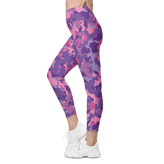 Plum Paradise Camo High-Waisted Leggings (Pockets)