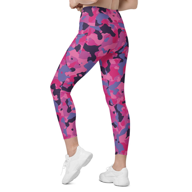 Leggings de cintura alta con estampado de camuflaje en color obsidiana rosa (bolsillos)