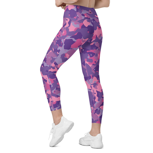 Plum Paradise Camo High-Waisted Leggings (Pockets)