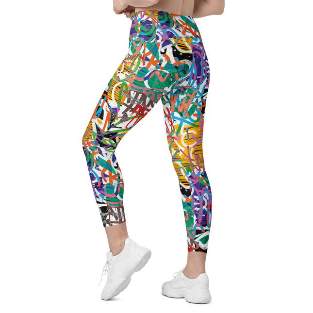 Kaleido Graffiti High-Waisted Leggings (Pockets)