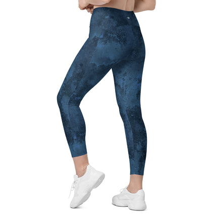 Navy Grunge High-Waisted Leggings (Pockets)