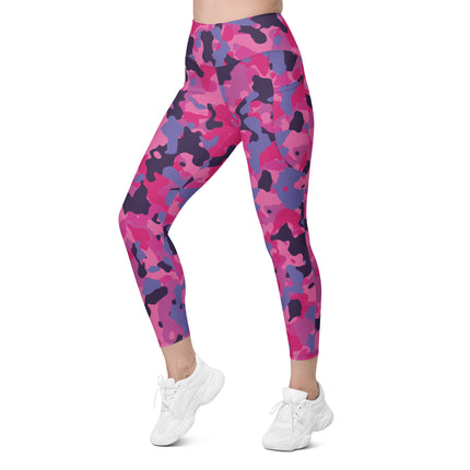 Leggings de cintura alta con estampado de camuflaje en color obsidiana rosa (bolsillos)