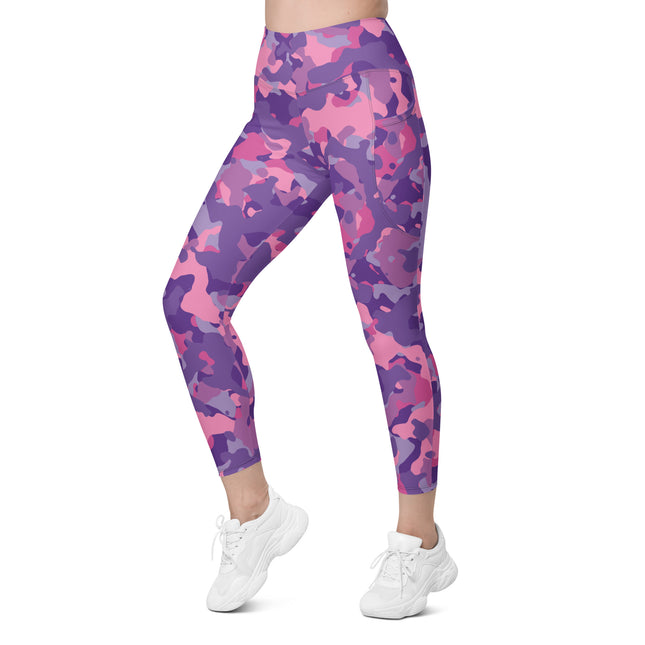 Plum Paradise Camo High-Waisted Leggings (Pockets)