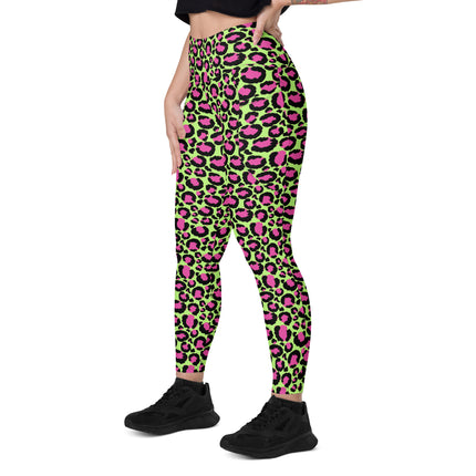 LIME ZEST LEOPARD HIGH-WAISTED LEGGINGS (Pockets)