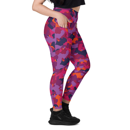 Leggings de cintura alta con estampado de camuflaje magenta (bolsillos)