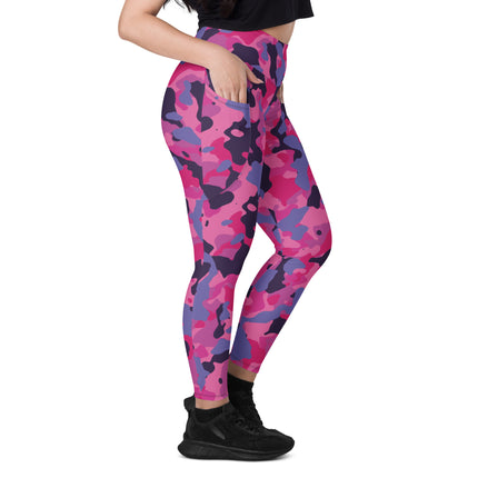 Leggings de cintura alta con estampado de camuflaje en color obsidiana rosa (bolsillos)