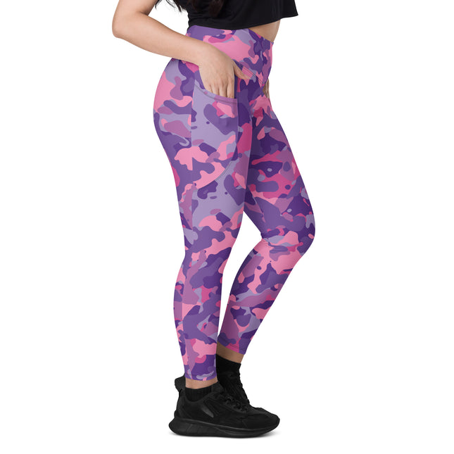 Plum Paradise Camo High-Waisted Leggings (Pockets)