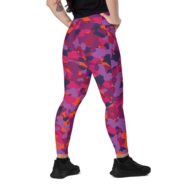 Magenta Blaze Camo High-Waisted Leggings (Pockets)