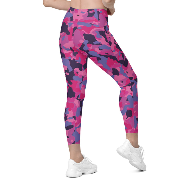 Leggings de cintura alta con estampado de camuflaje en color obsidiana rosa (bolsillos)