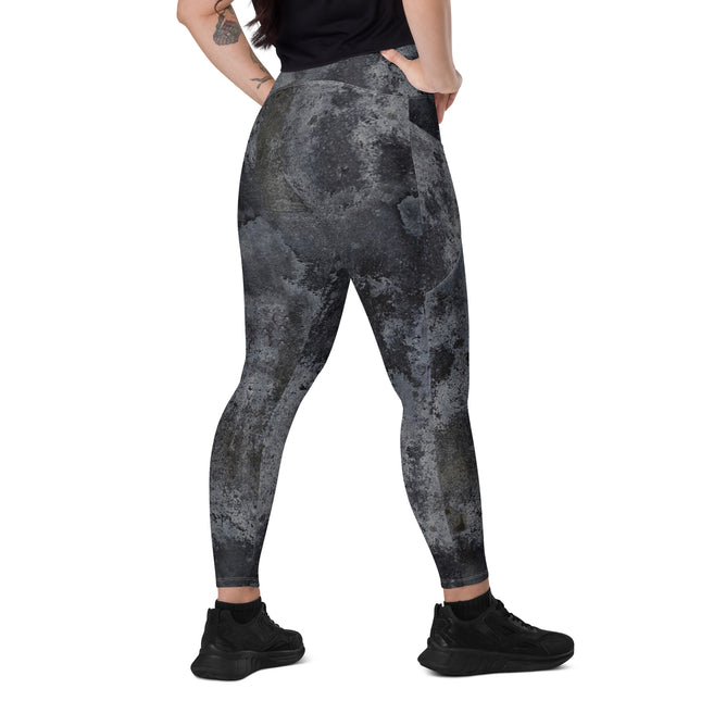 Charcoal Grunge High-Waisted Leggings (Pockets)