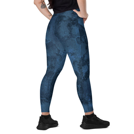 Navy Grunge High-Waisted Leggings (Pockets)