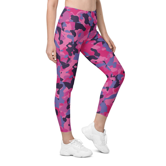 Leggings de cintura alta con estampado de camuflaje en color obsidiana rosa (bolsillos)