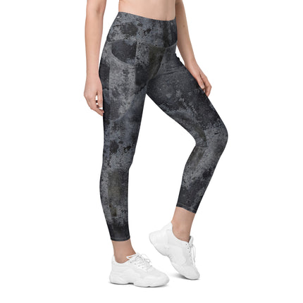 Charcoal Grunge High-Waisted Leggings (Pockets)