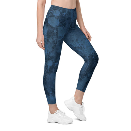 Navy Grunge High-Waisted Leggings (Pockets)