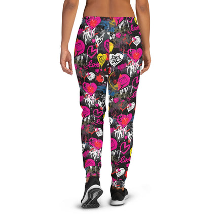 Pantalones deportivos con grafiti Love Rebel para mujer