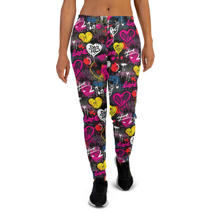 Pantalones deportivos con grafiti Love Rebel para mujer