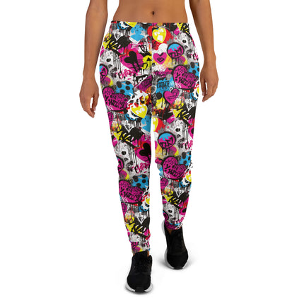 Magenta Hearts Graffiti Joggers